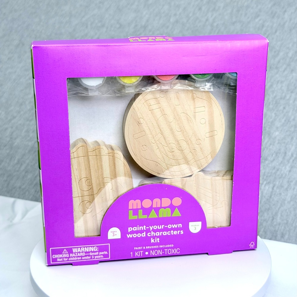 Mondo Llama Paint Your Own Wood Characters Kit Food Donut Taco Fries 3ct NEW